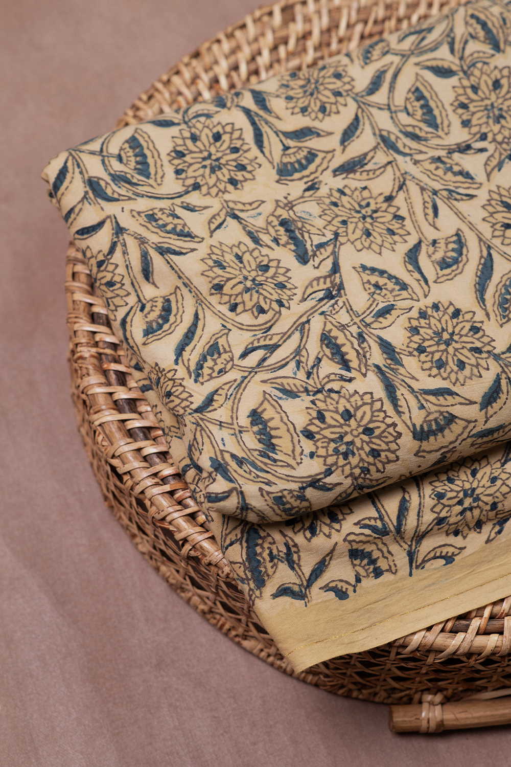 Leafy Garden Ajrak Cotton Fabric - 0.5m