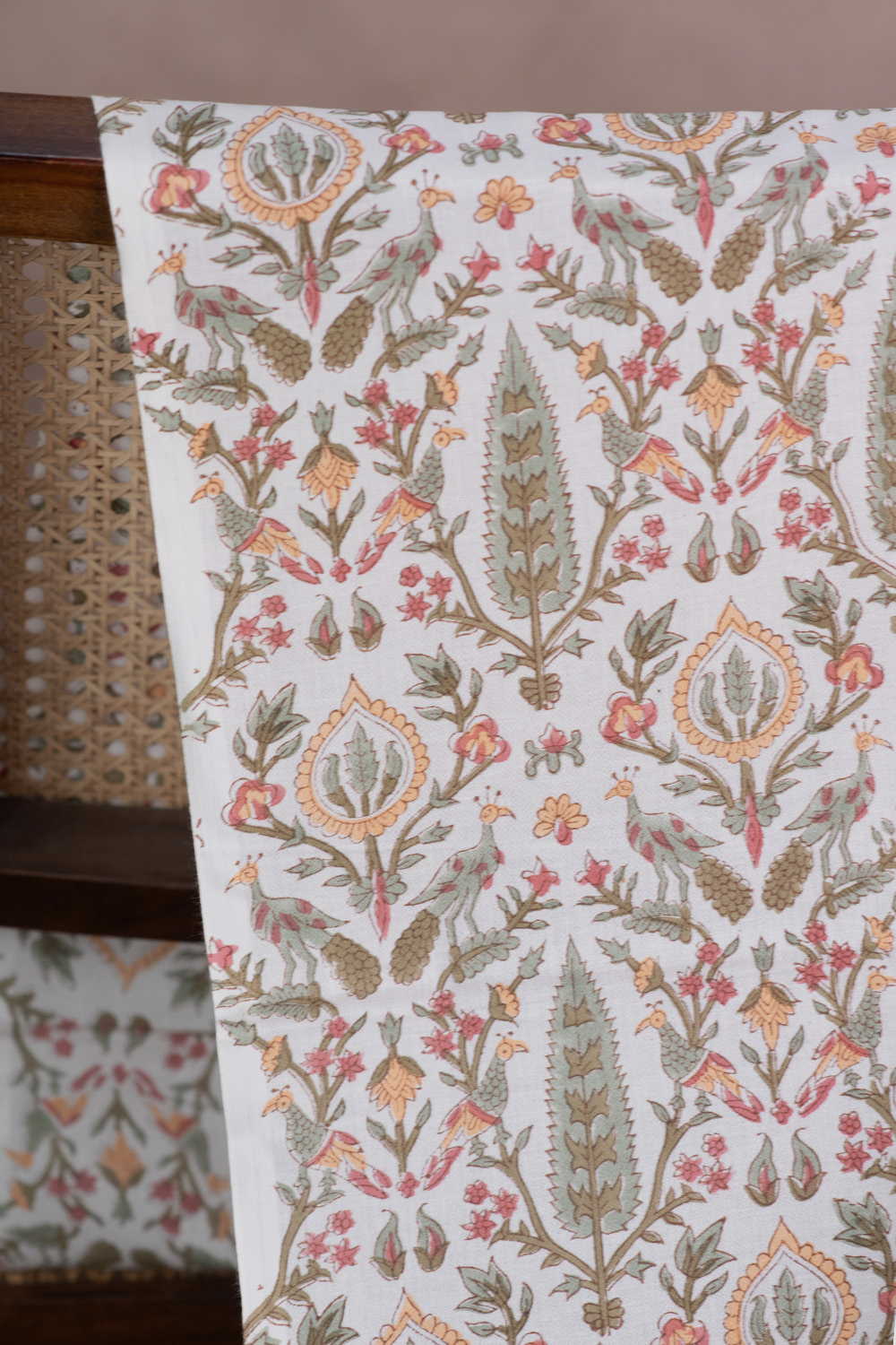 Secret Garden Print Sanganeri Cotton Fabric - 0.95m - Image 2
