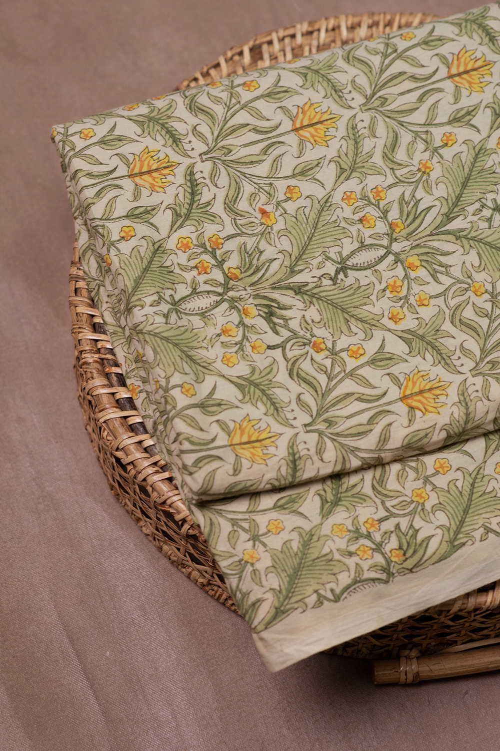 Willowflower Trail Sanganeri Cotton Fabric - 0.6m