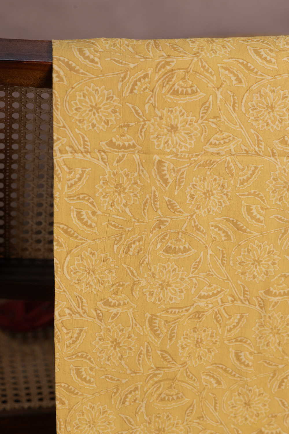 Floral Vein - Yellow Ajrak Cotton Fabric - 0.5m - Image 2