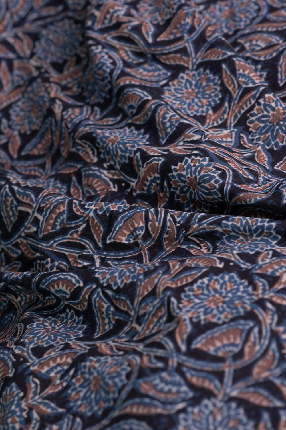 Floral Pattern - Black Ajrak Cotton Fabric - 1m - Image 3