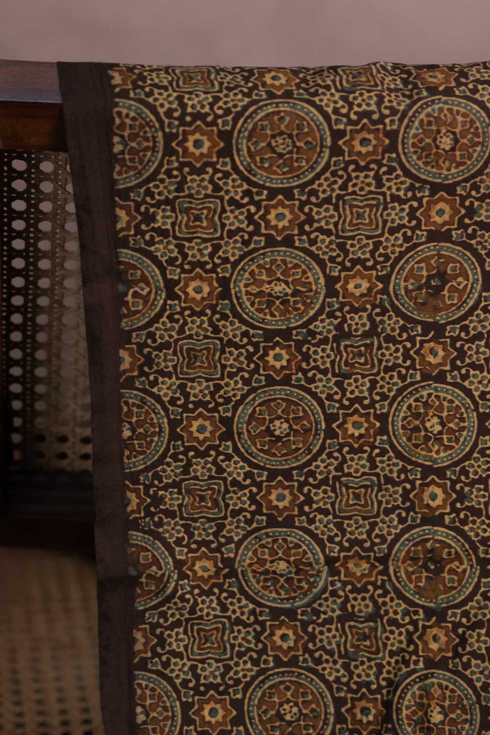 Brown - Patterned Ajrak Cotton Fabric - 0.5m - Image 2