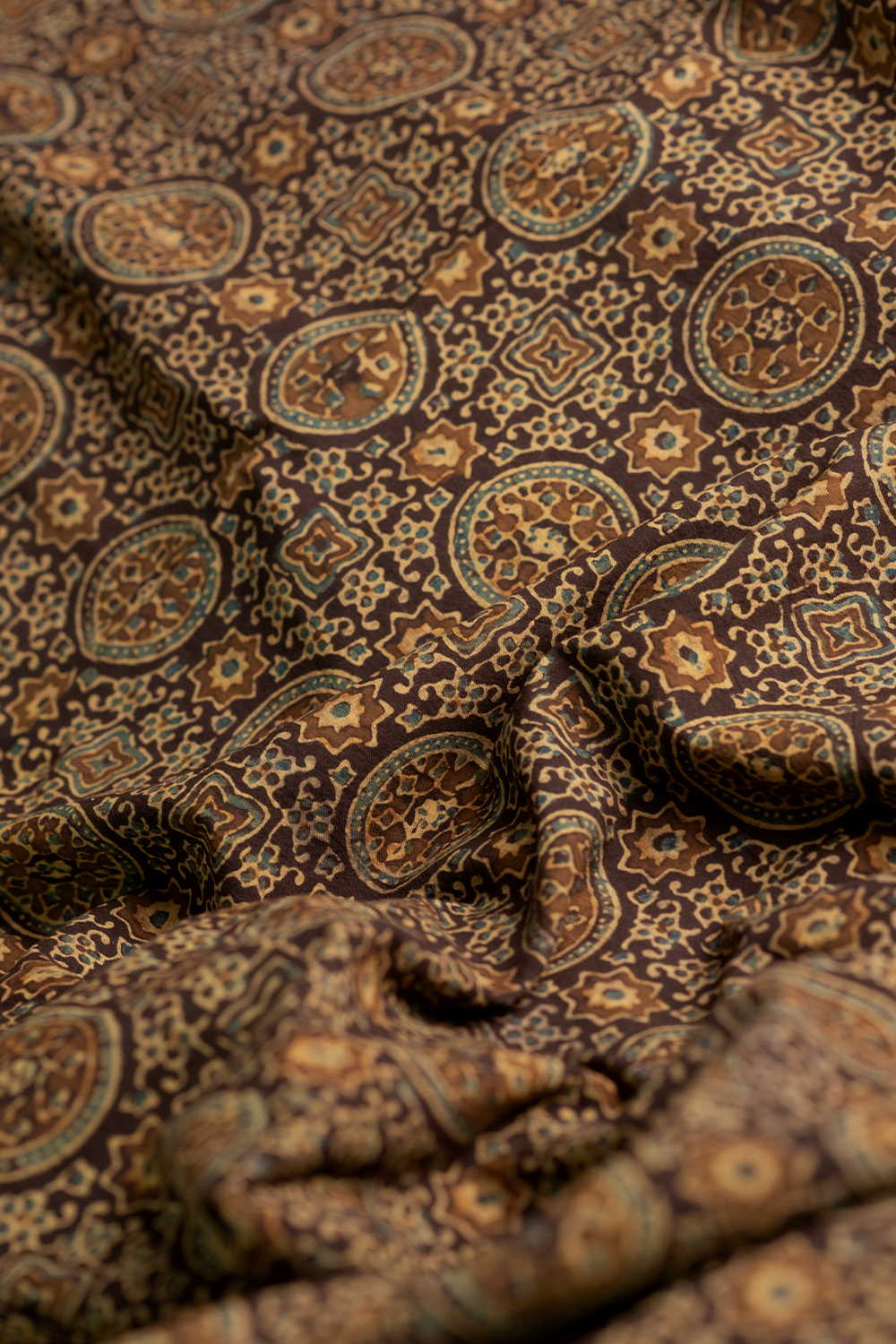 Brown - Patterned Ajrak Cotton Fabric - 0.5m - Image 3