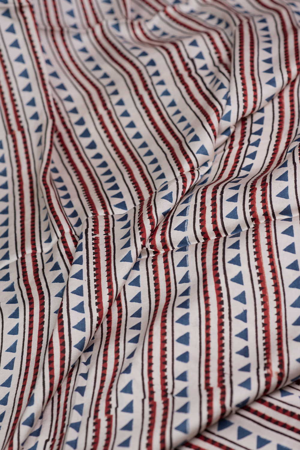 Patterned on Cream Ajrak Modal Silk Fabric - 1m - Image 3