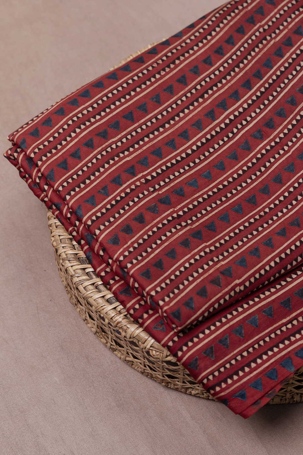 Maroon Ajrak Modal Silk Fabric - 0.5m