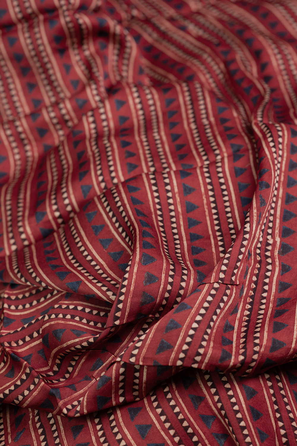 Maroon Ajrak Modal Silk Fabric - 0.5m - Image 2
