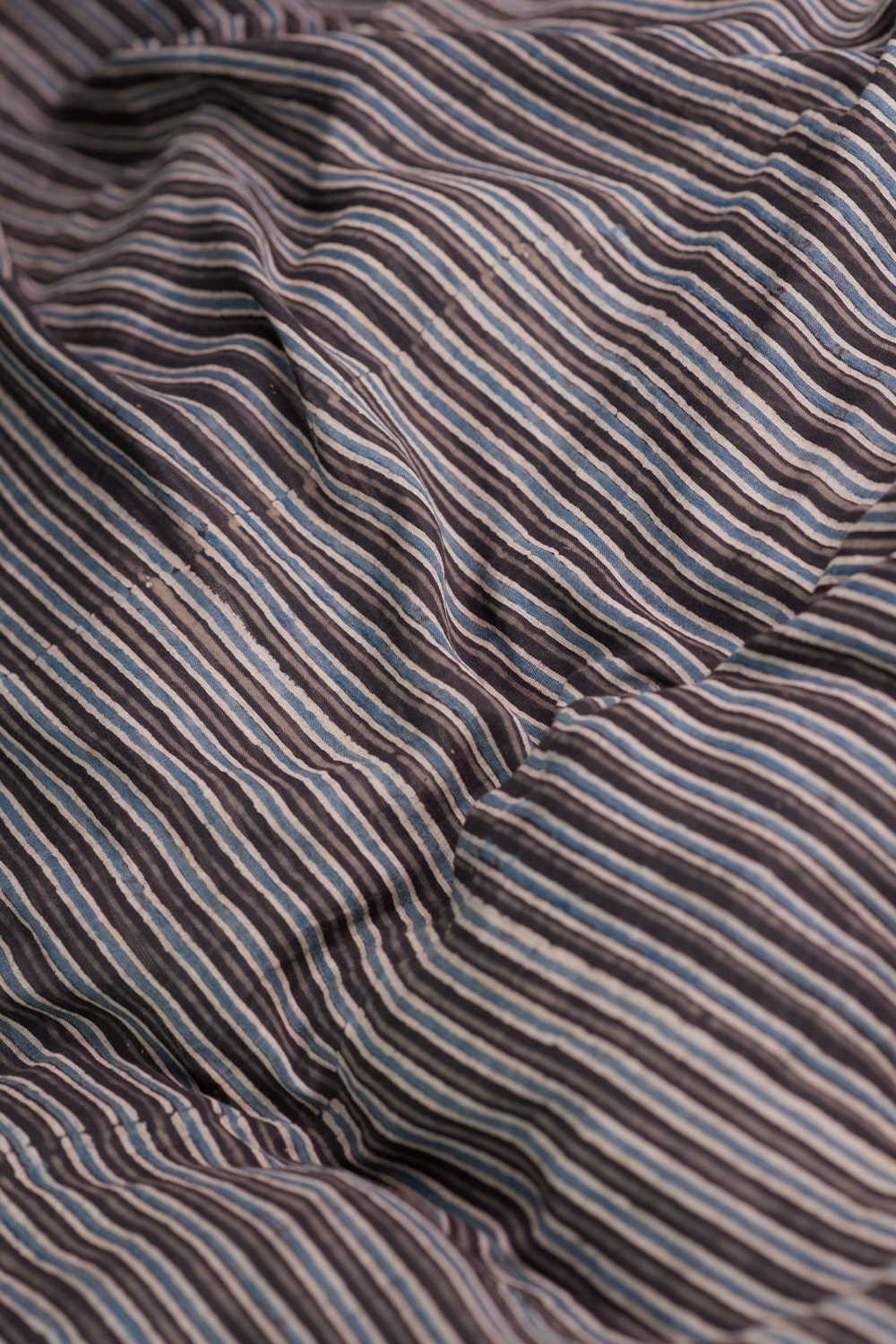 Stripe Pattern - Black Ajrak Mul Cotton Fabric - 1.5M - Image 3