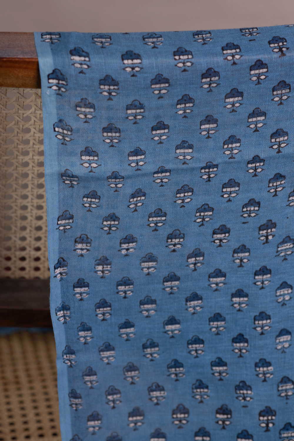 Blue Ajrak Linen Fabric - 0.5m - Image 2