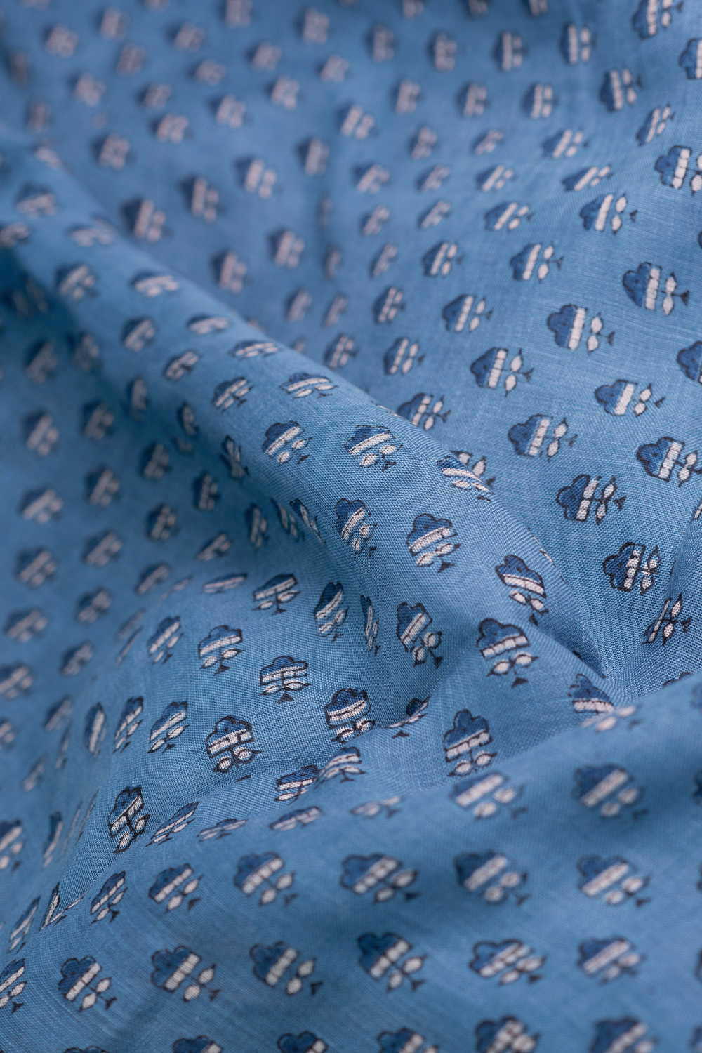 Blue Ajrak Linen Fabric - 0.5m - Image 3