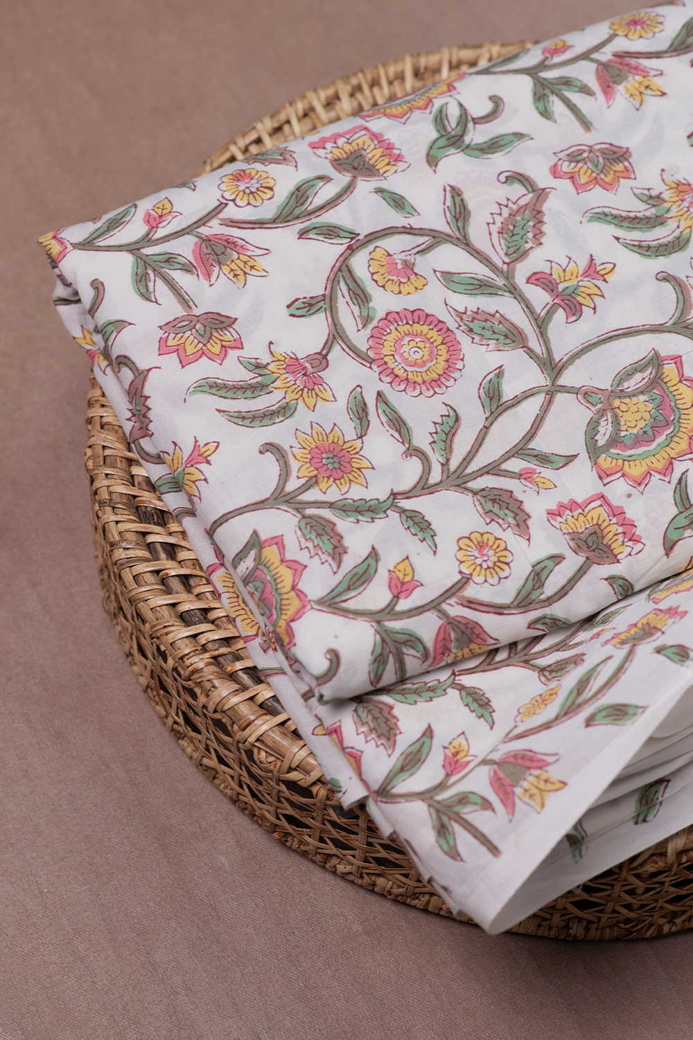 Cluster Floral Sanganeri Cotton Fabric - 0.55m - Image 3