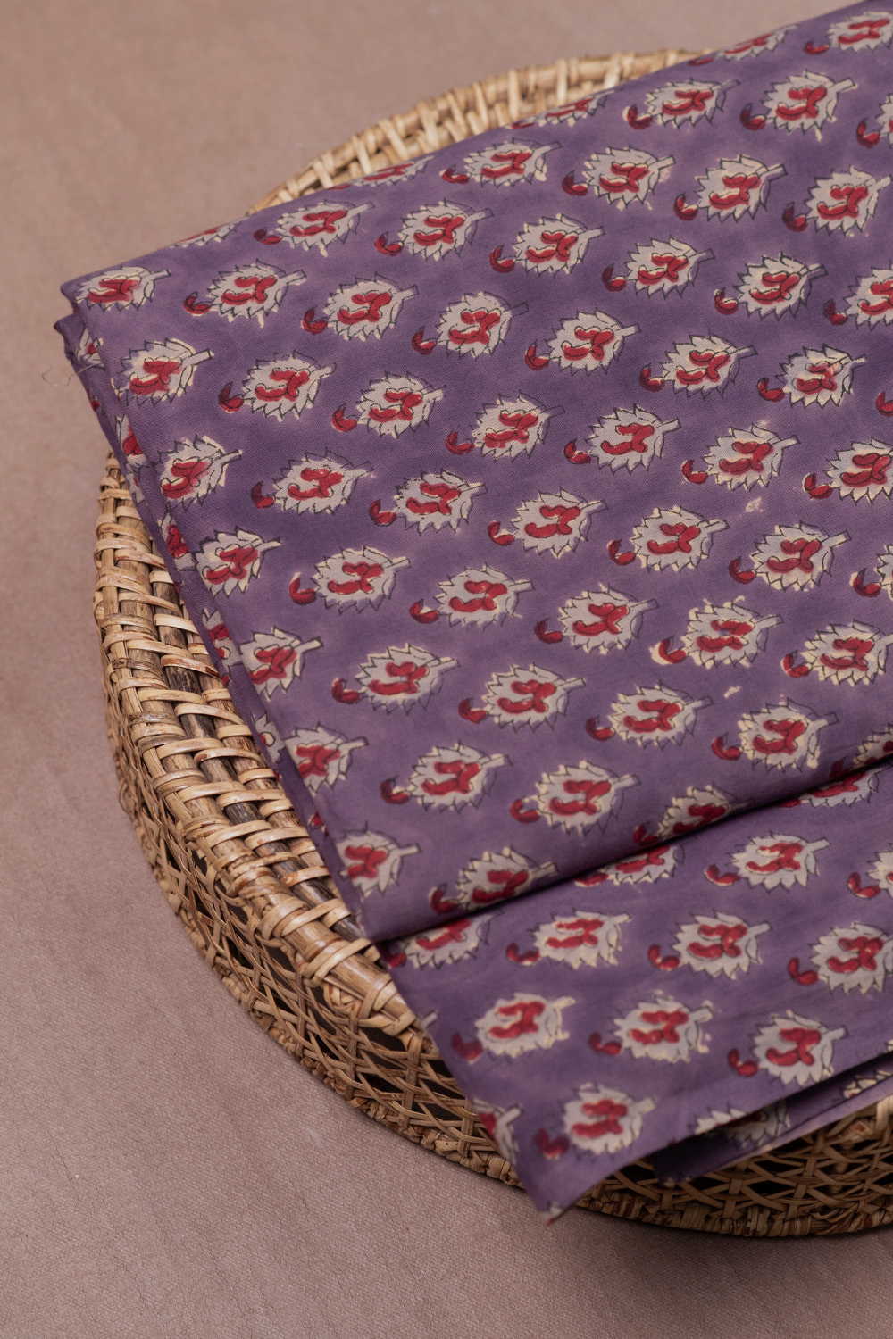 Subdued Purple Sanganeri Cotton Fabric - 0.8m - Image 3