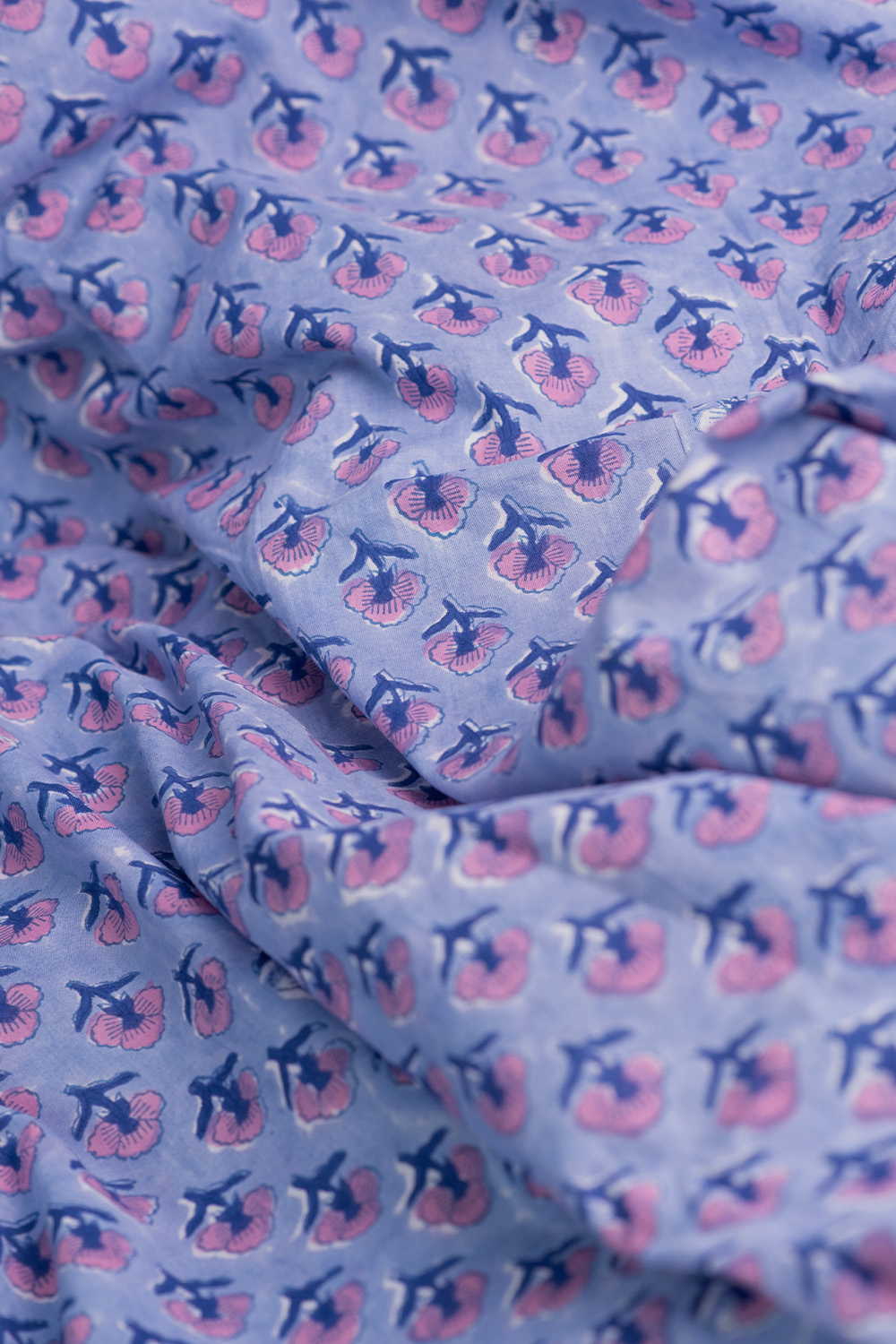 Blue Rosette Charm Sanganeri Cotton Fabric - 1m - Image 3