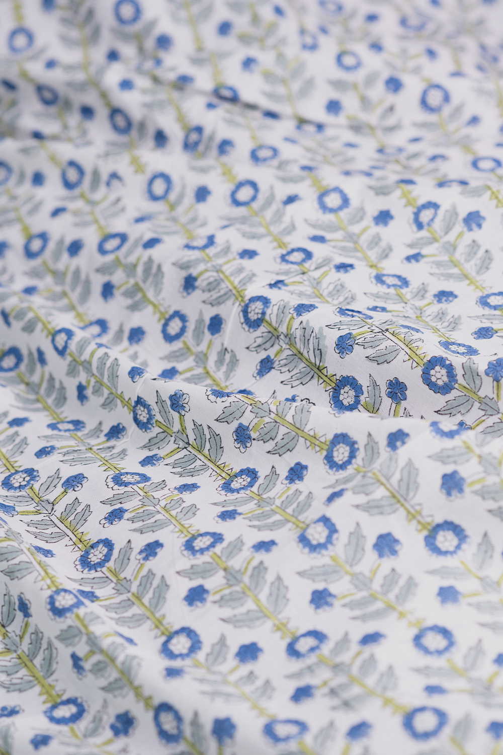 Floral Pattern - Cream Sanganeri Cotton Fabric - 0.6m - Image 2
