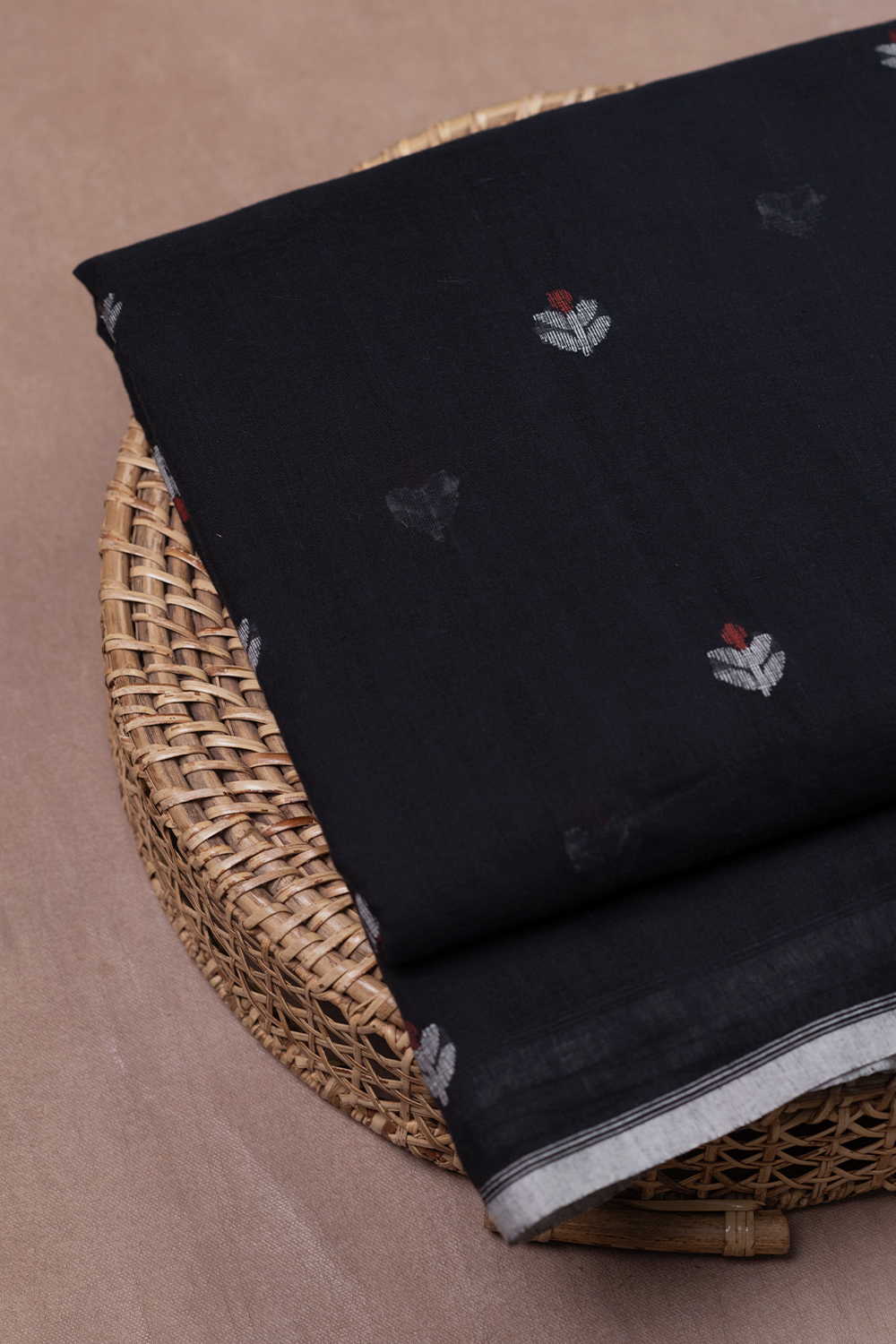 Spider Black - Buttas Jamdani Cotton Fabric - 0.6m