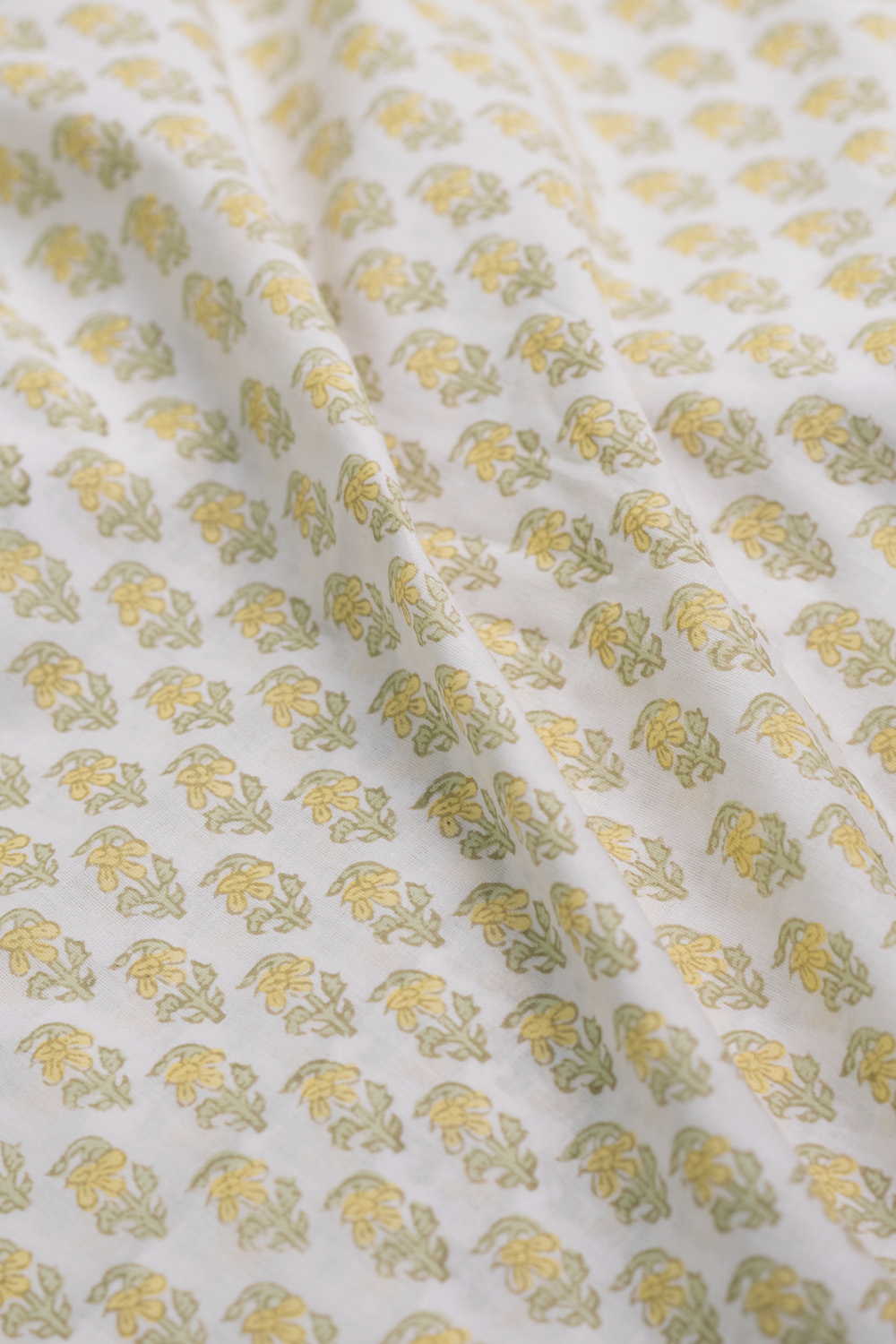 Little Yellow Florals on Cream Sanganeri Cotton fabric - 0.5m - Image 3