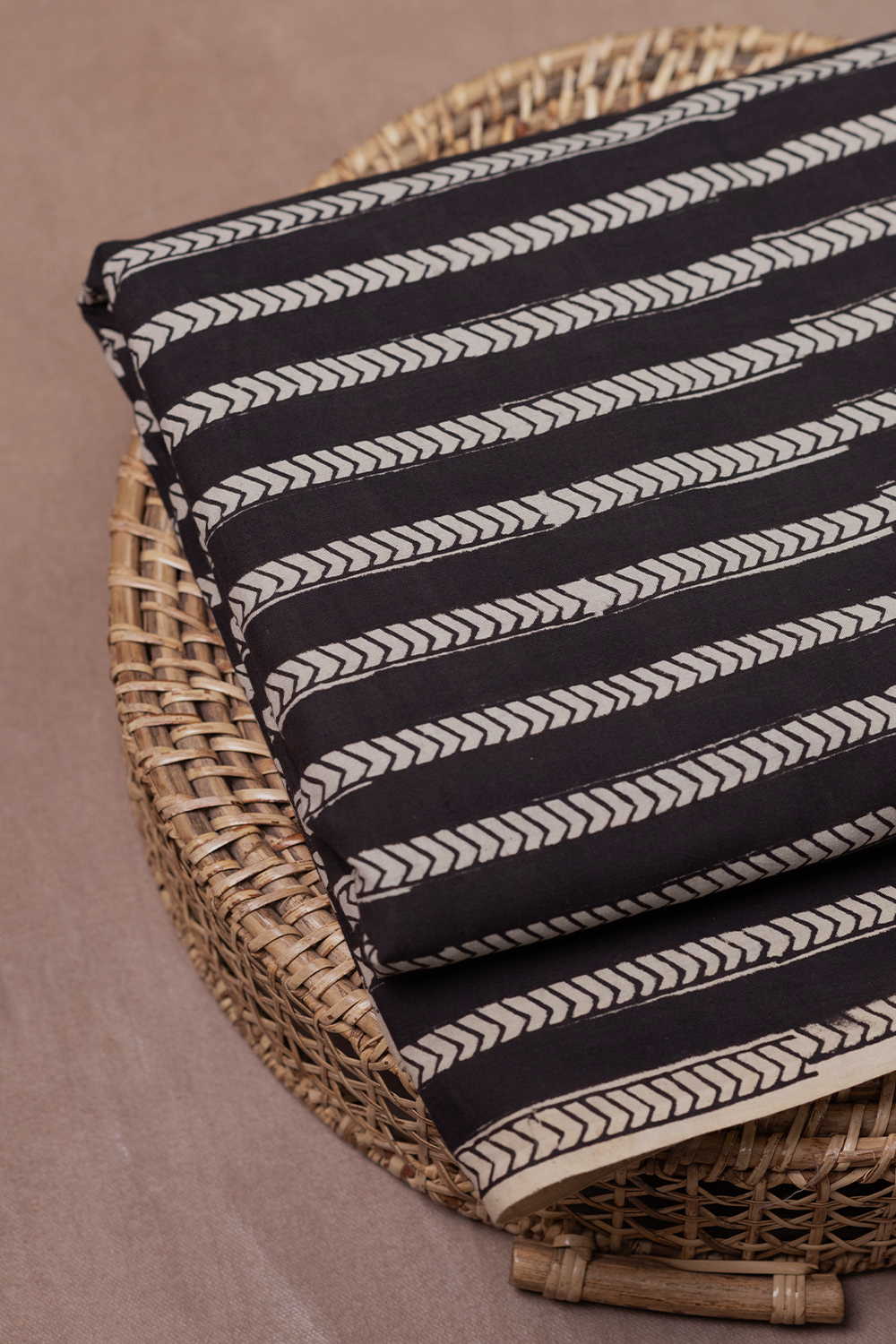 Black Bagru Cotton Fabric - 0.5m