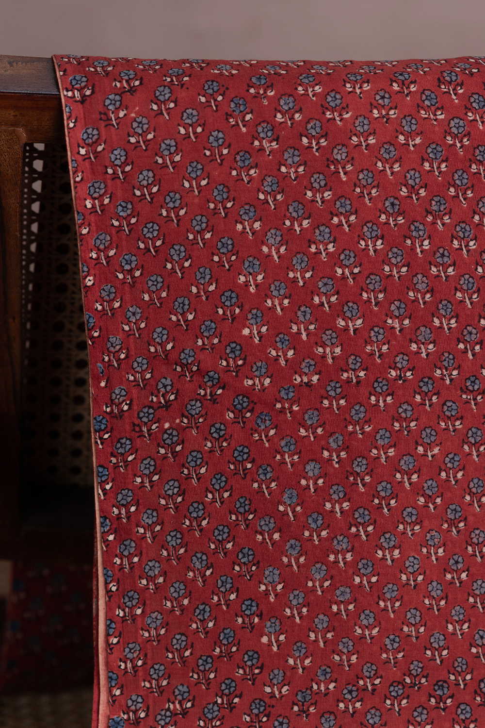 Mini Motifs - Maroon Ajrak Mul Cotton Fabric - 0.7m - Image 2