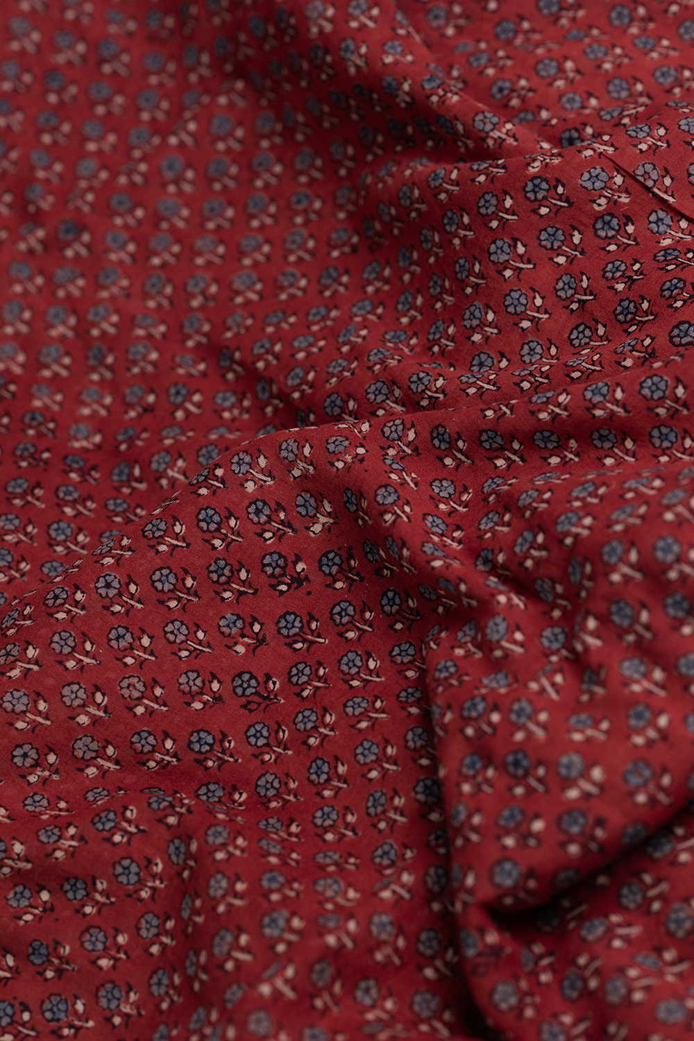 Mini Motifs - Maroon Ajrak Mul Cotton Fabric - 0.7m - Image 3