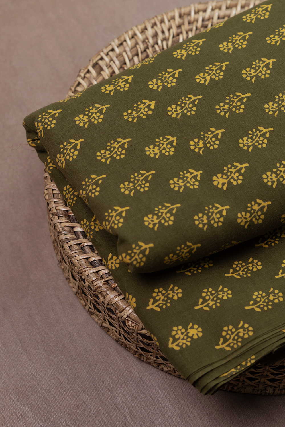 Florets - Green Kutch Cotton Fabric - 2m