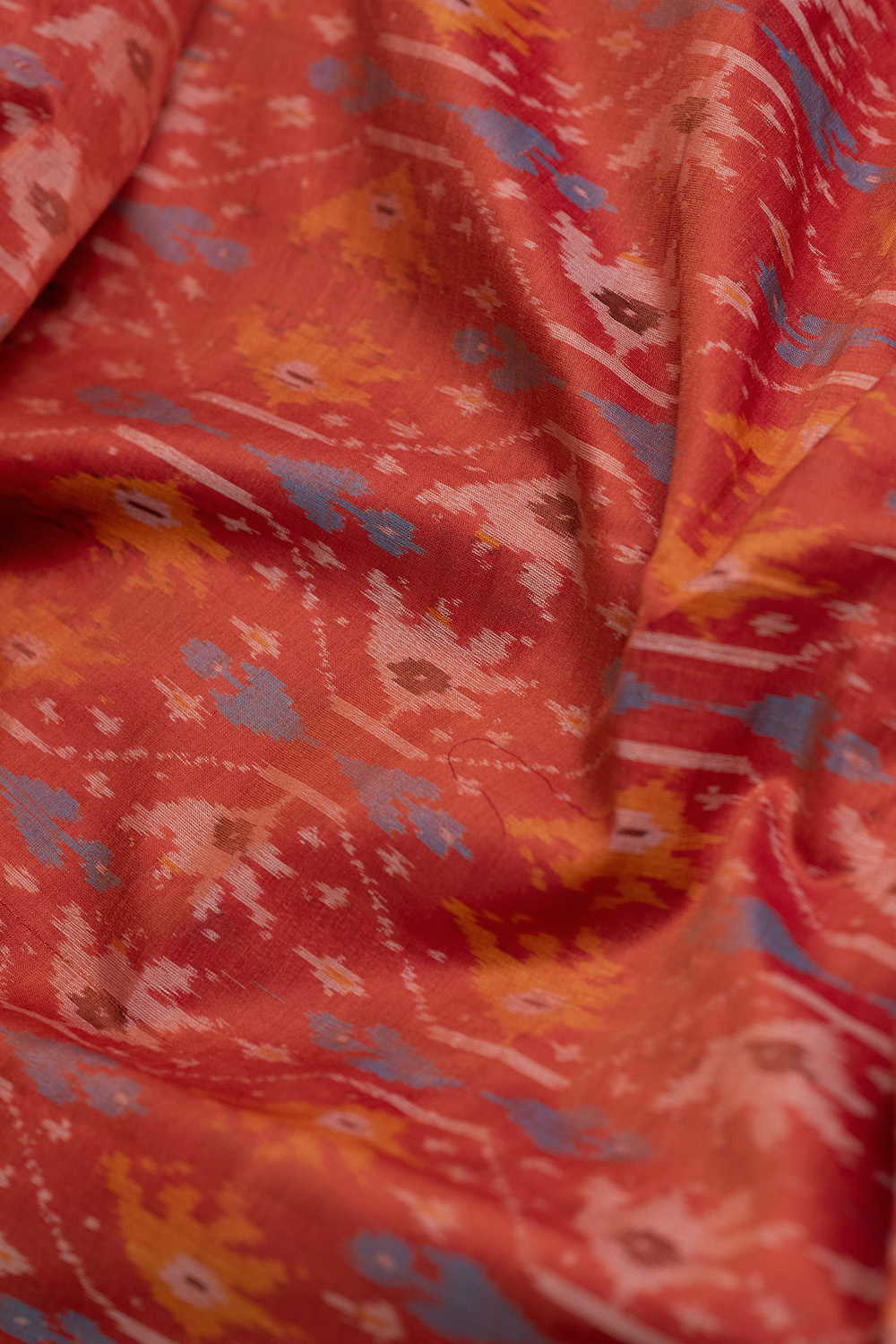 Shinny Orange Ikat Silk Cotton Fabric - 0.5m - Image 3