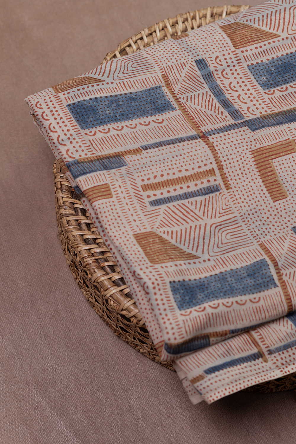 Geometric Pattern Ajrak Mul Cotton Fabric - 0.5m