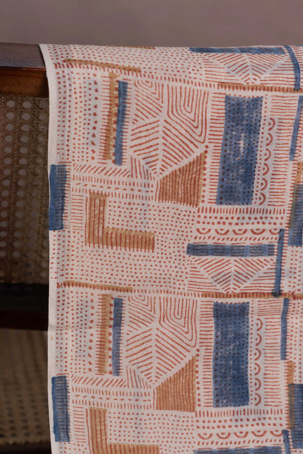 Geometric Pattern Ajrak Mul Cotton Fabric - 0.5m - Image 2