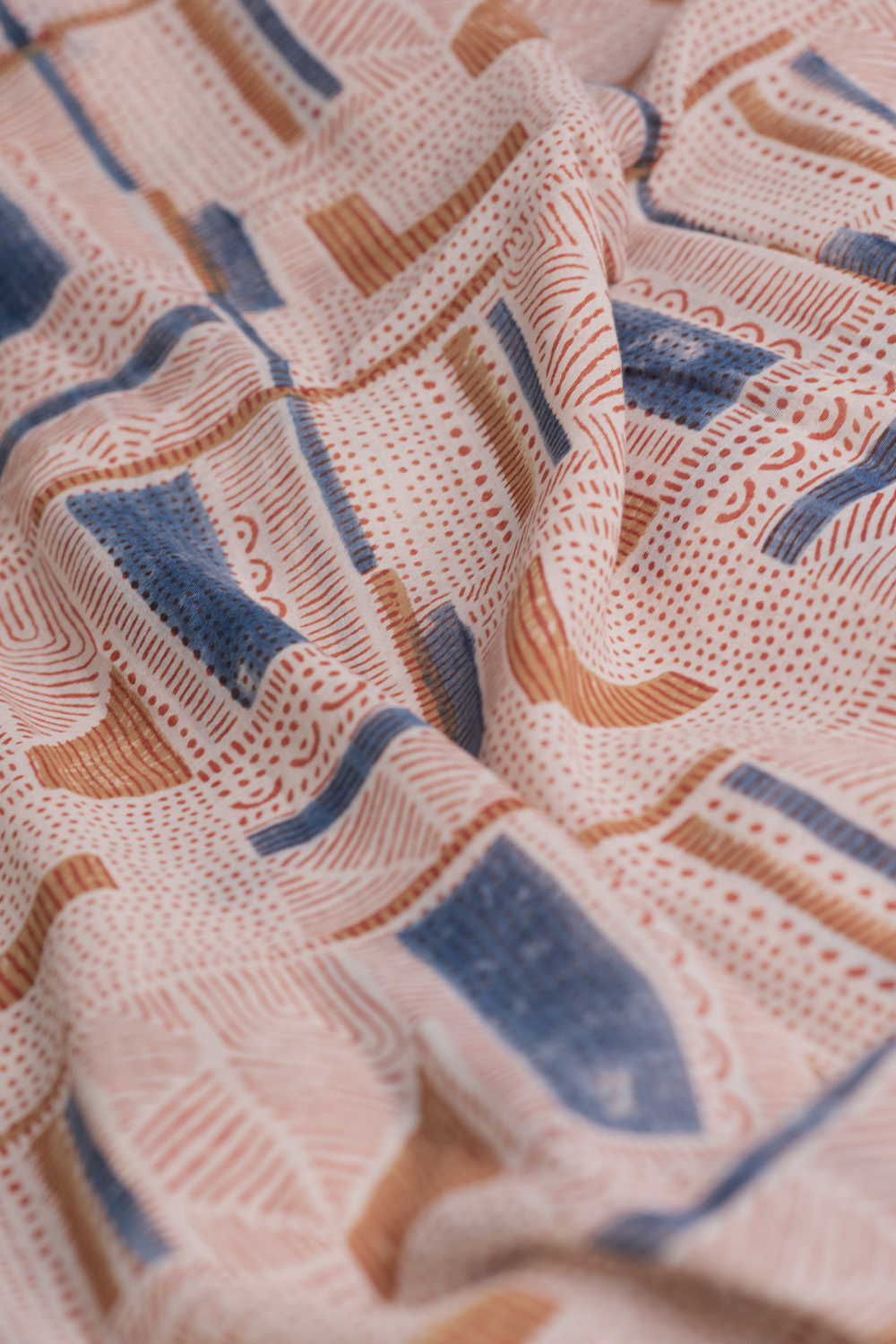 Geometric Pattern Ajrak Mul Cotton Fabric - 0.5m - Image 3