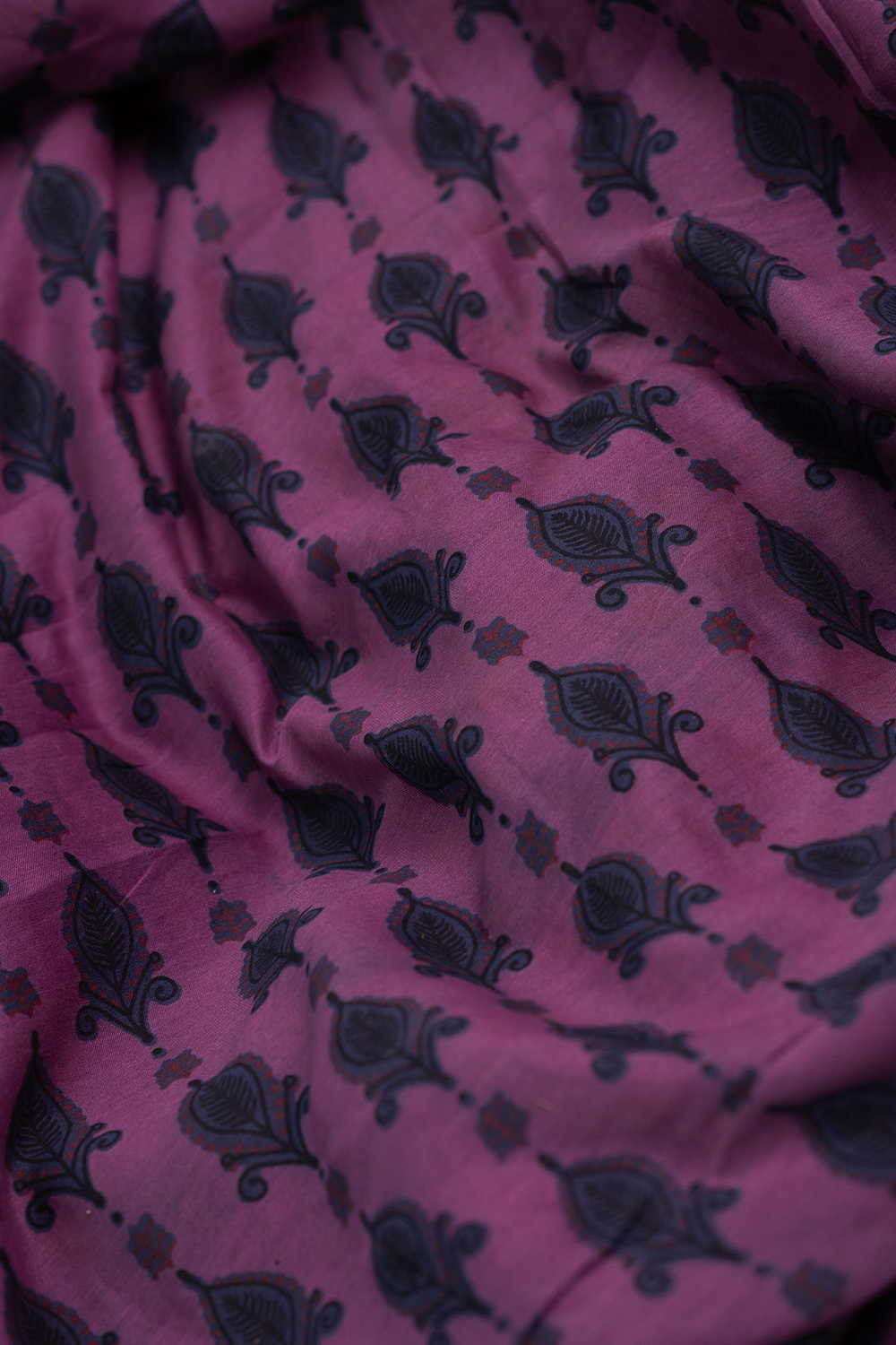 Subdued Purple Block Printed Chanderi Fabric - 1.3m - Image 3