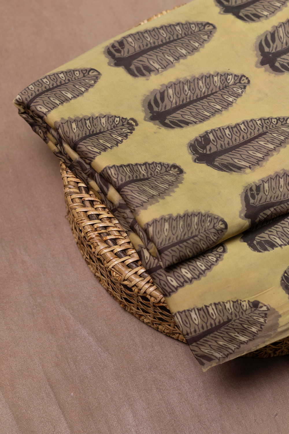 Yellow - Big Butta Block Printed Modal Silk Fabric - 0.5m