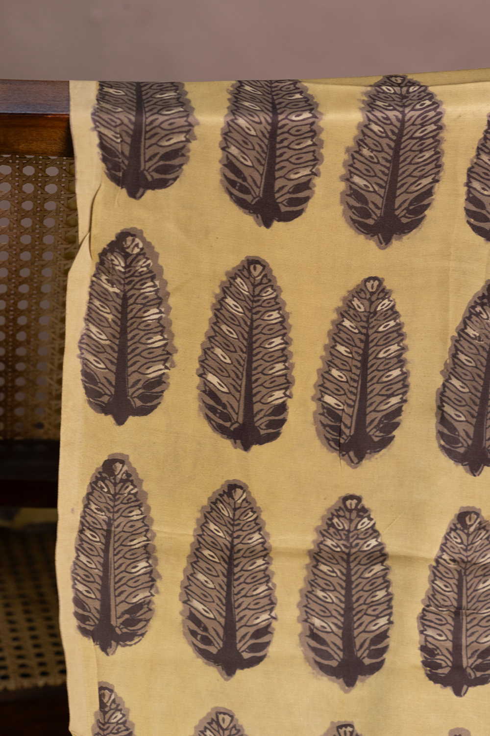 Yellow - Big Butta Block Printed Modal Silk Fabric - 0.5m - Image 2