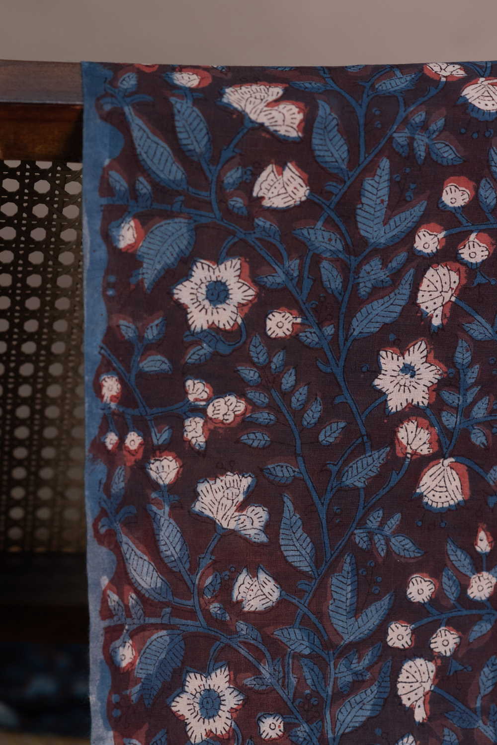 Floral Design Dabu Cotton Fabric - 1m - Image 2