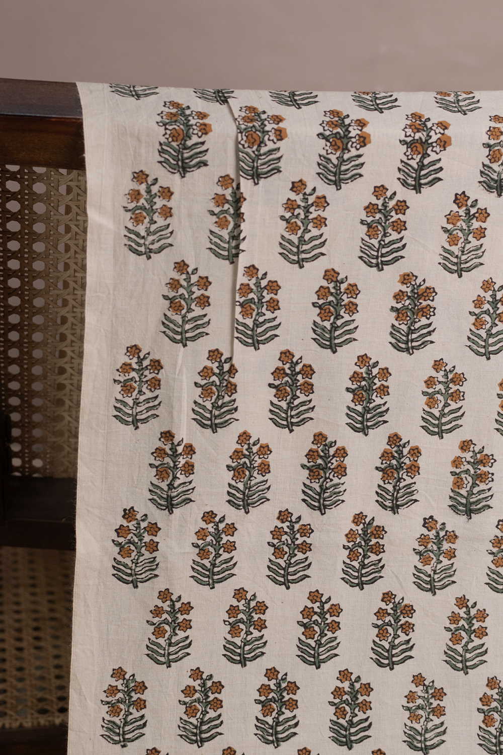 Prettiest Butta on Cream Bagru Cotton Fabric - 0.6m