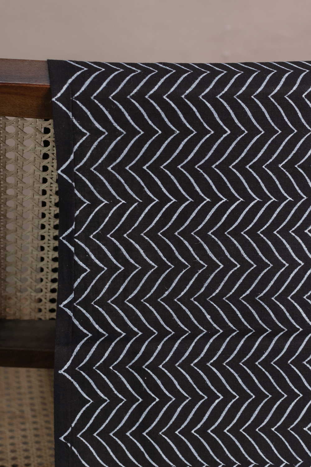 Pitch Black Bagru Cotton Fabric - 1.4m
