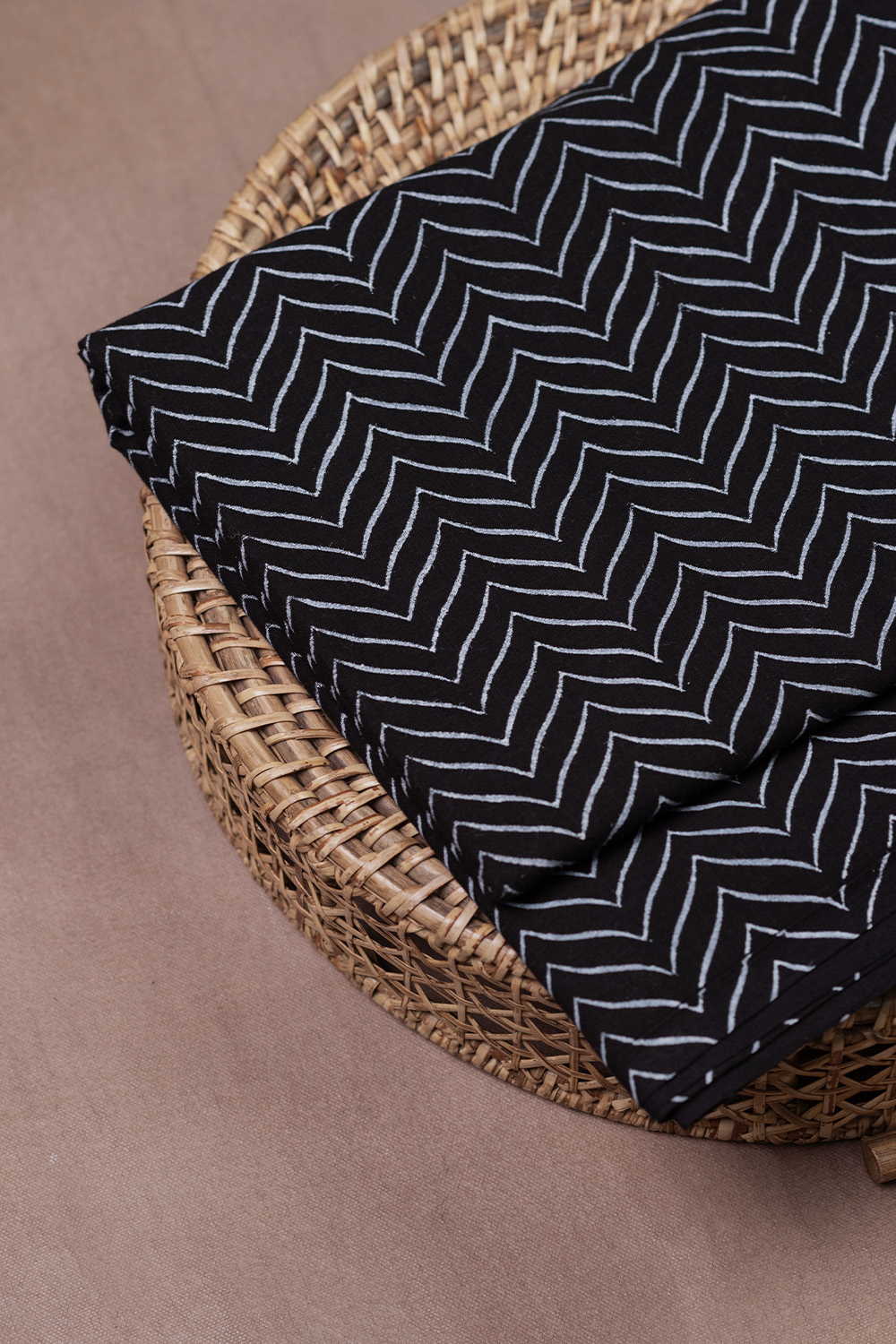 Pitch Black Bagru Cotton Fabric - 1.4m - Image 2
