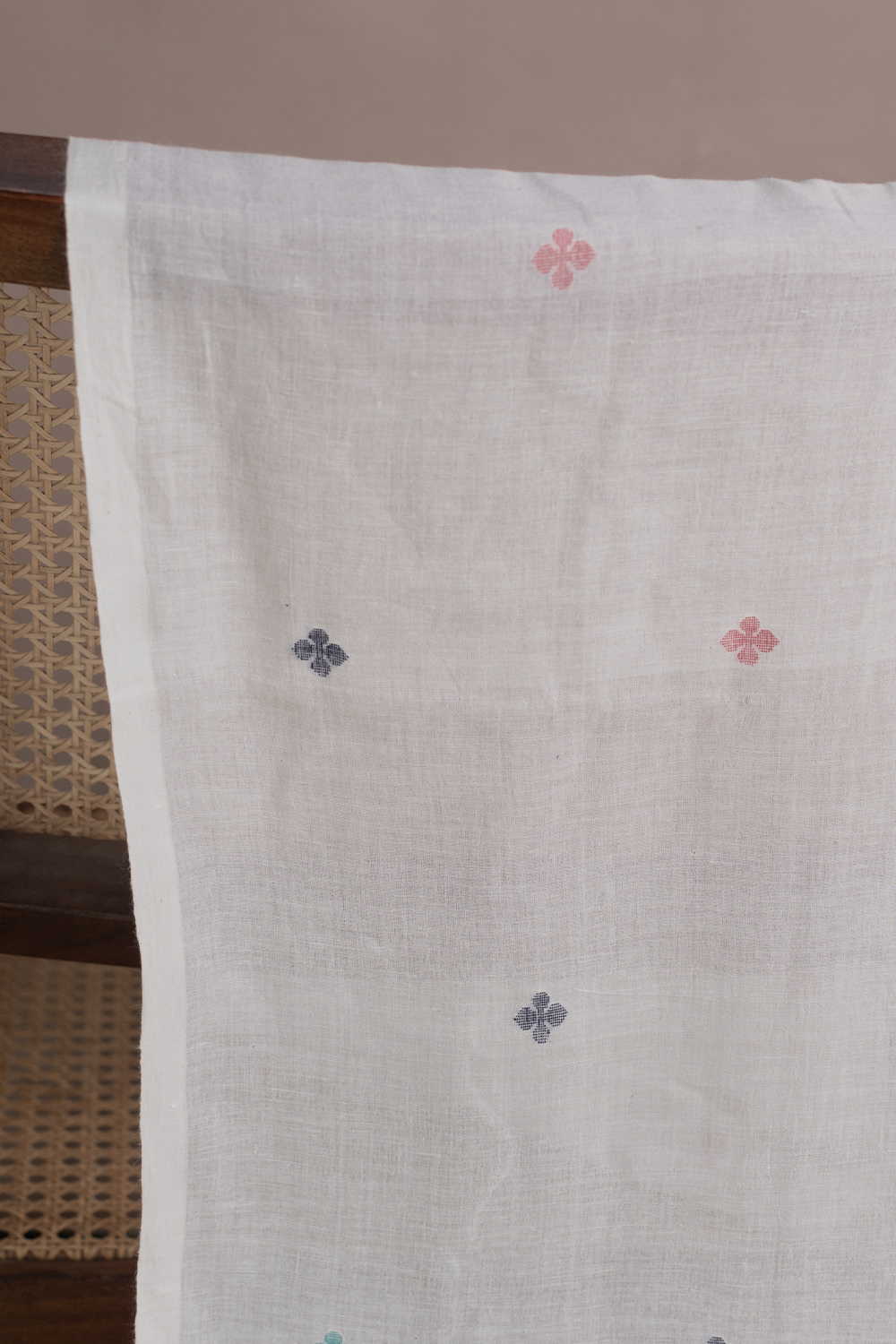 Buttas on Cream Jamdani Cotton Fabric - 0.5m