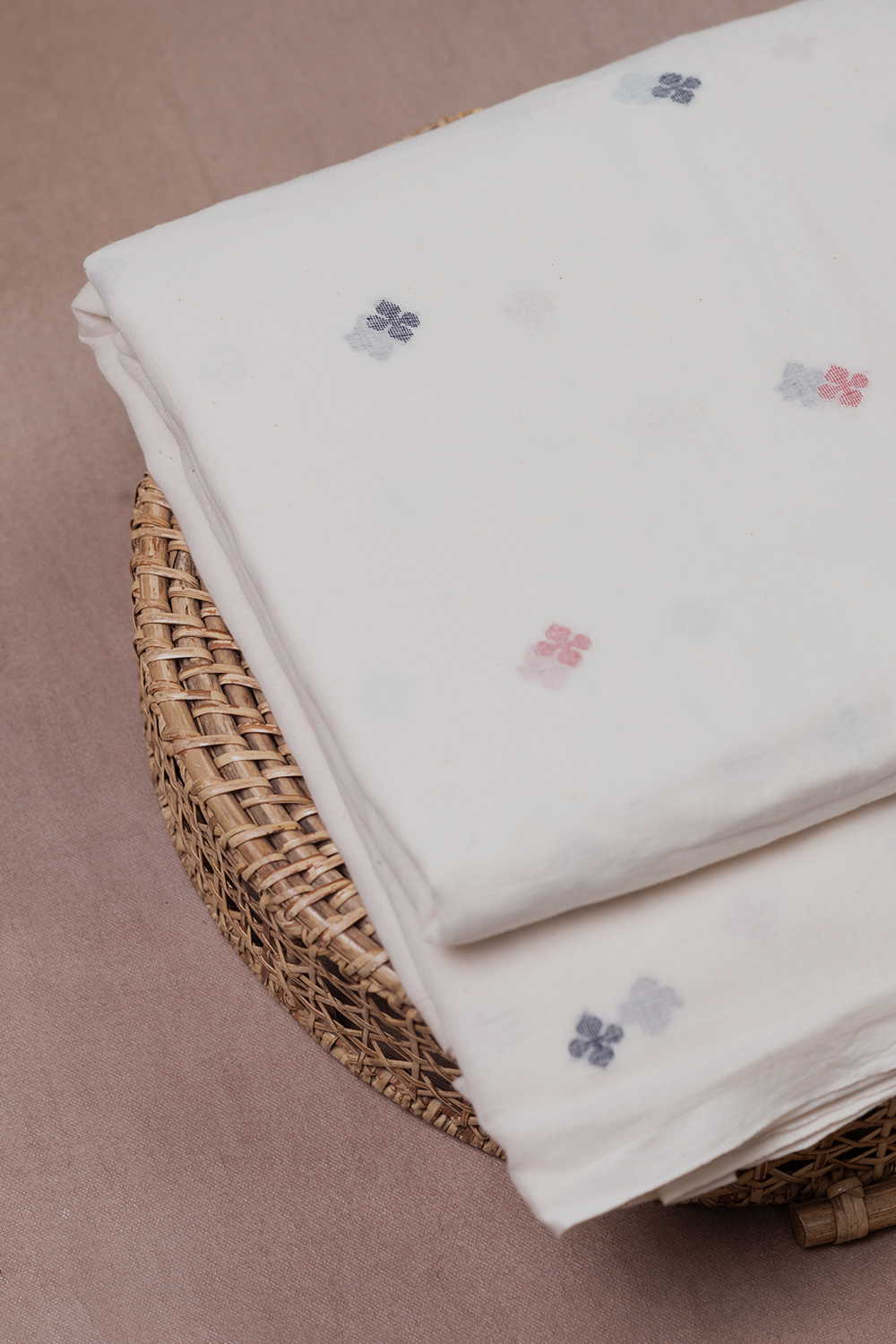 Buttas on Cream Jamdani Cotton Fabric - 0.5m - Image 2