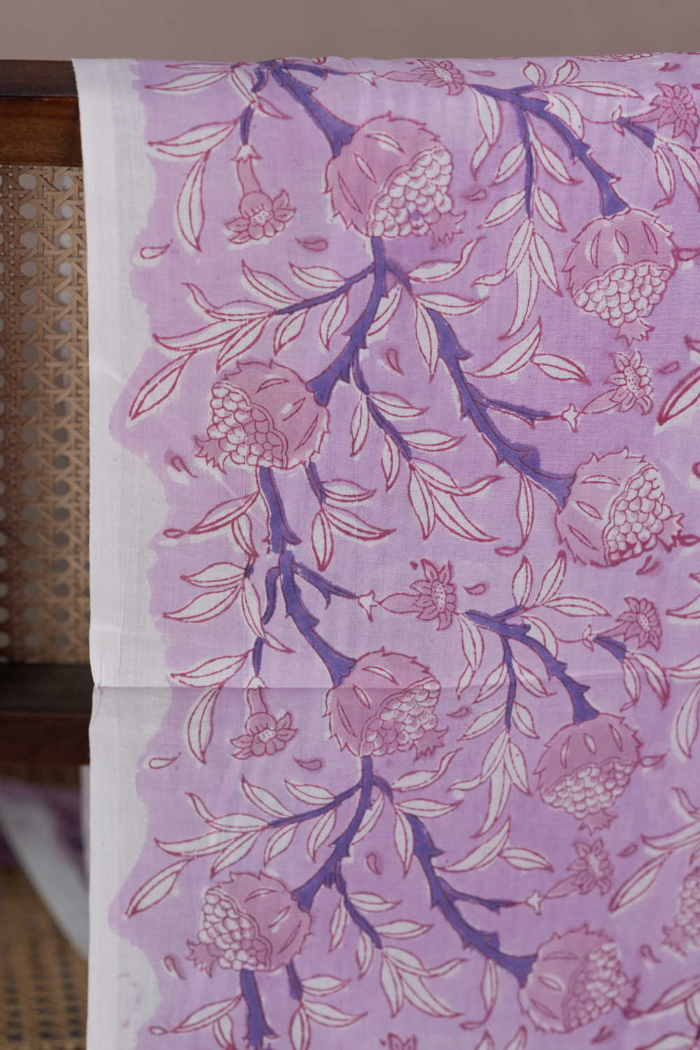 Soft Pink with Floral Sanganeri Cotton Fabric - 0.5m - Image 2