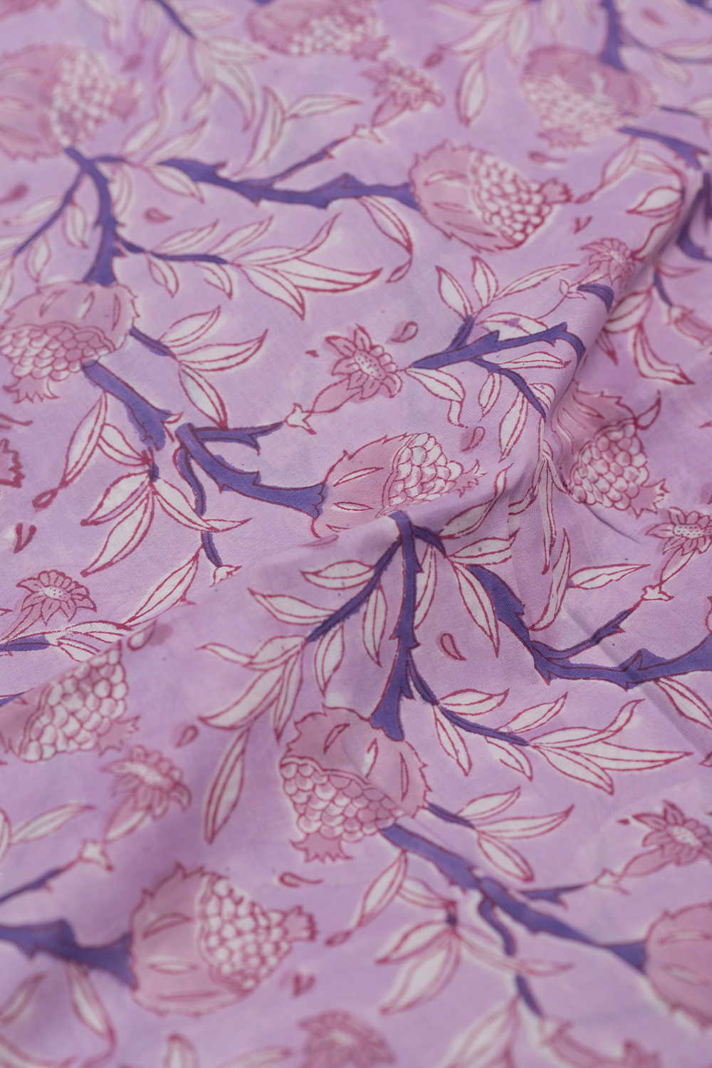 Soft Pink with Floral Sanganeri Cotton Fabric - 0.5m - Image 3