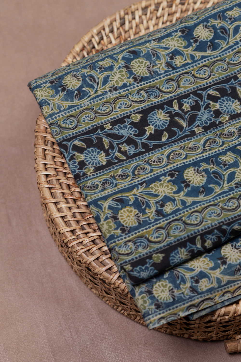 Floral Trail Block Printed Cotton Fabric - 1.2m
