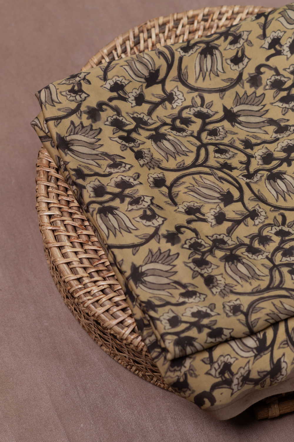 Cluster Floral Block Printed Modal Silk Fabric - 1m