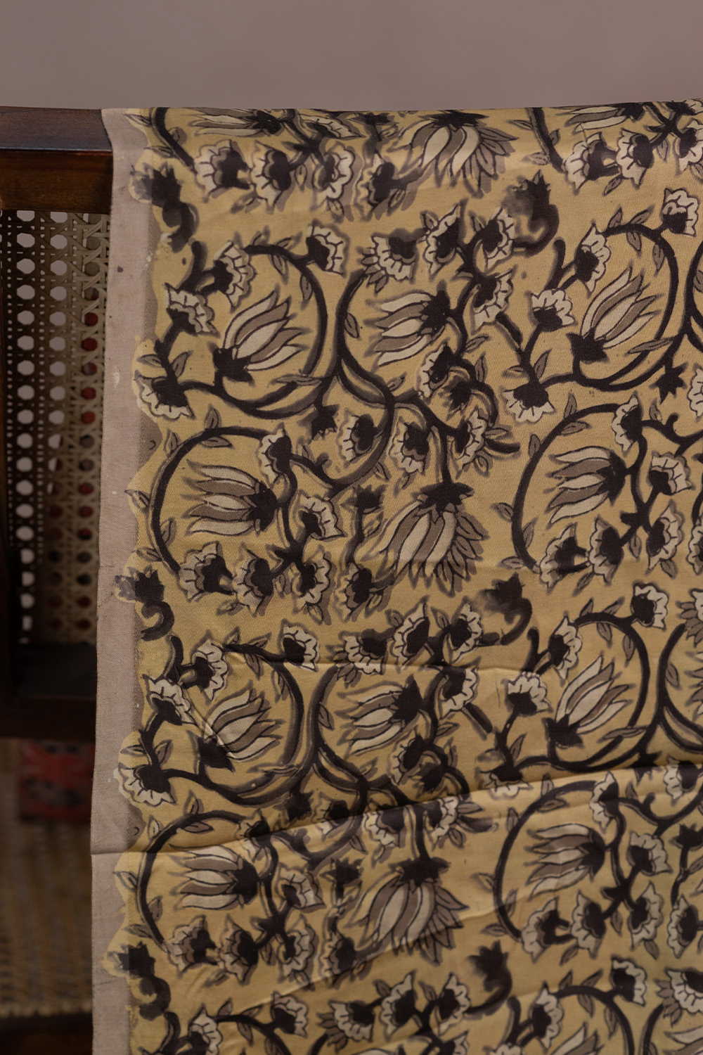 Cluster Floral Block Printed Modal Silk Fabric - 1m - Image 2