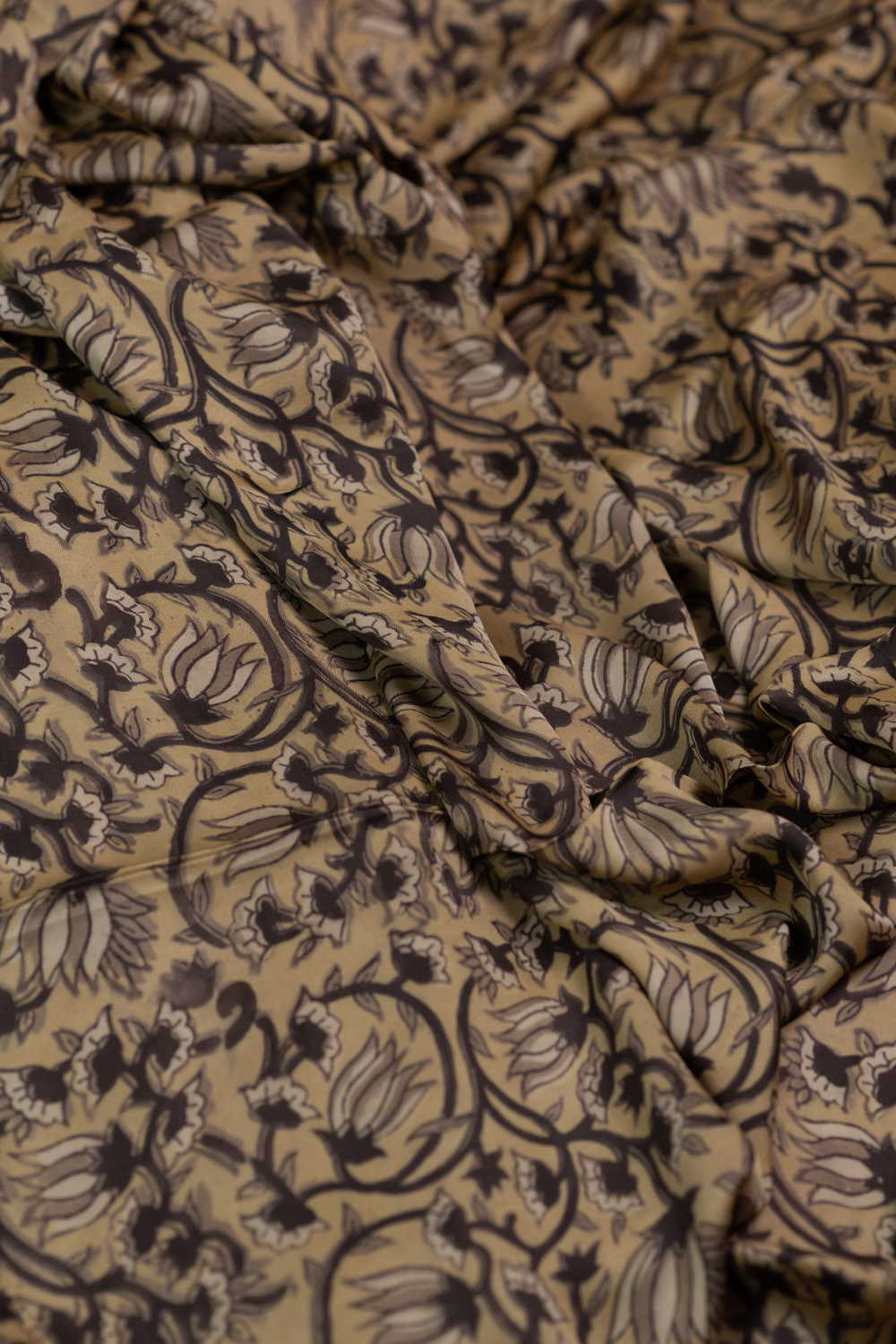 Cluster Floral Block Printed Modal Silk Fabric - 1m - Image 3