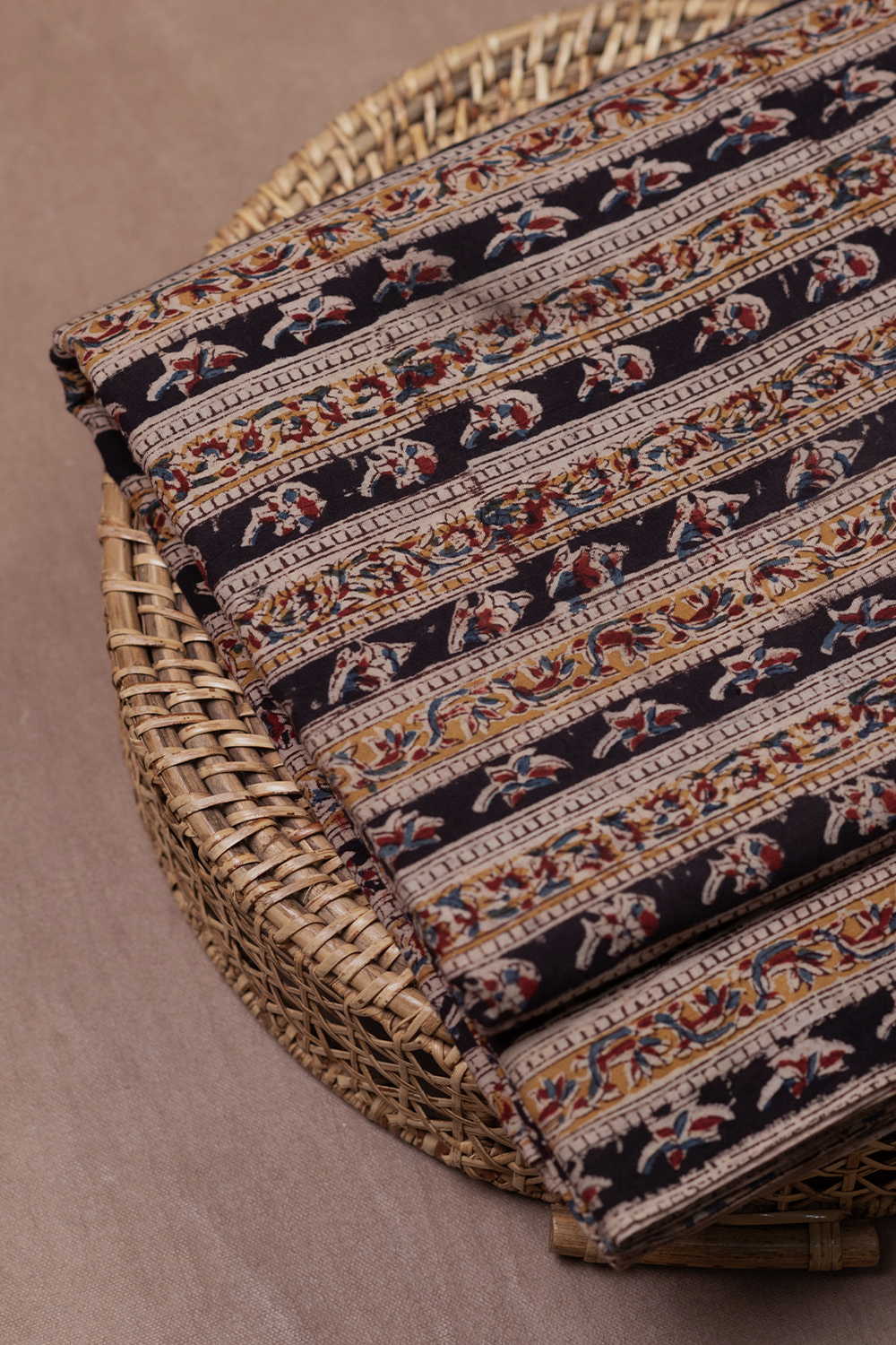 Stripe Pattern Printed kalamkari Cotton Fabric - 0.65m