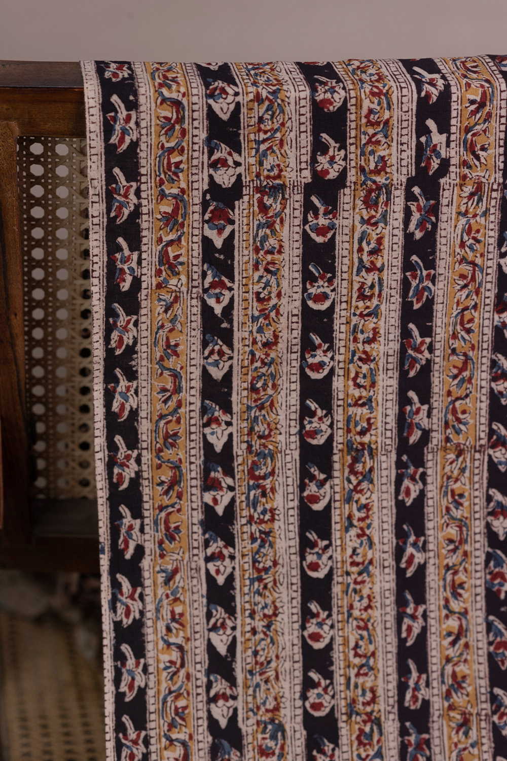 Stripe Pattern Printed kalamkari Cotton Fabric - 0.65m - Image 2