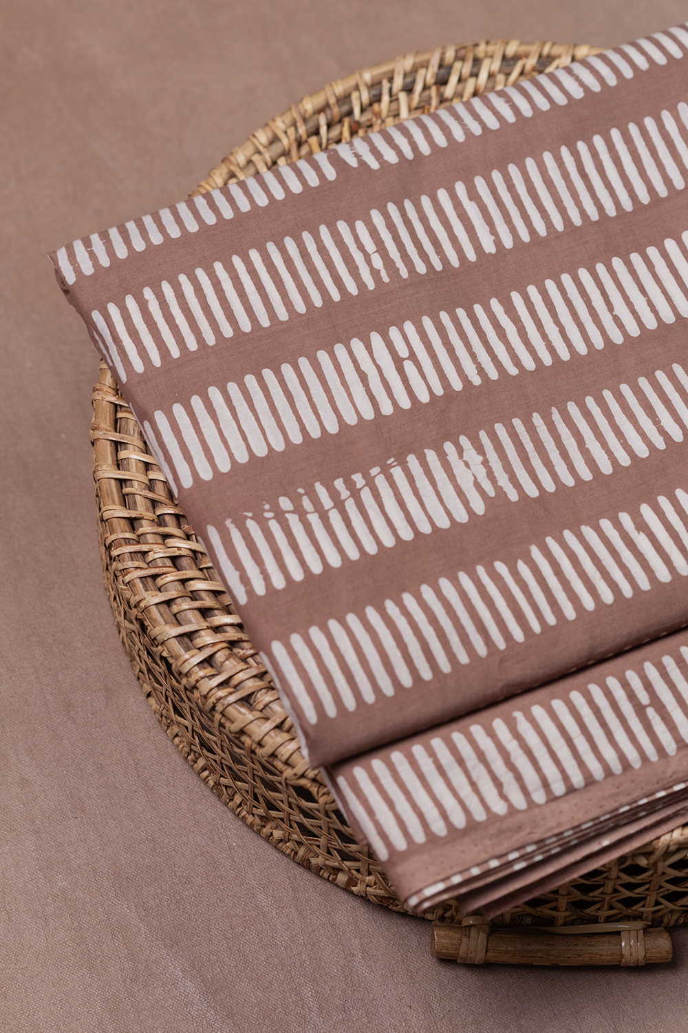 Soft Brown Block Printed Batik Cotton Fabric - 1m