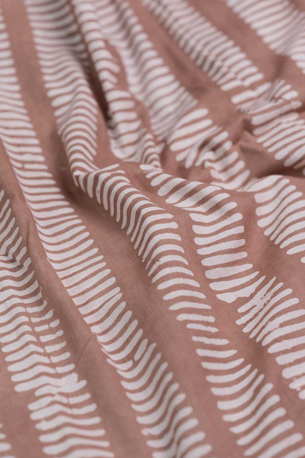 Soft Brown Block Printed Batik Cotton Fabric - 1m - Image 3