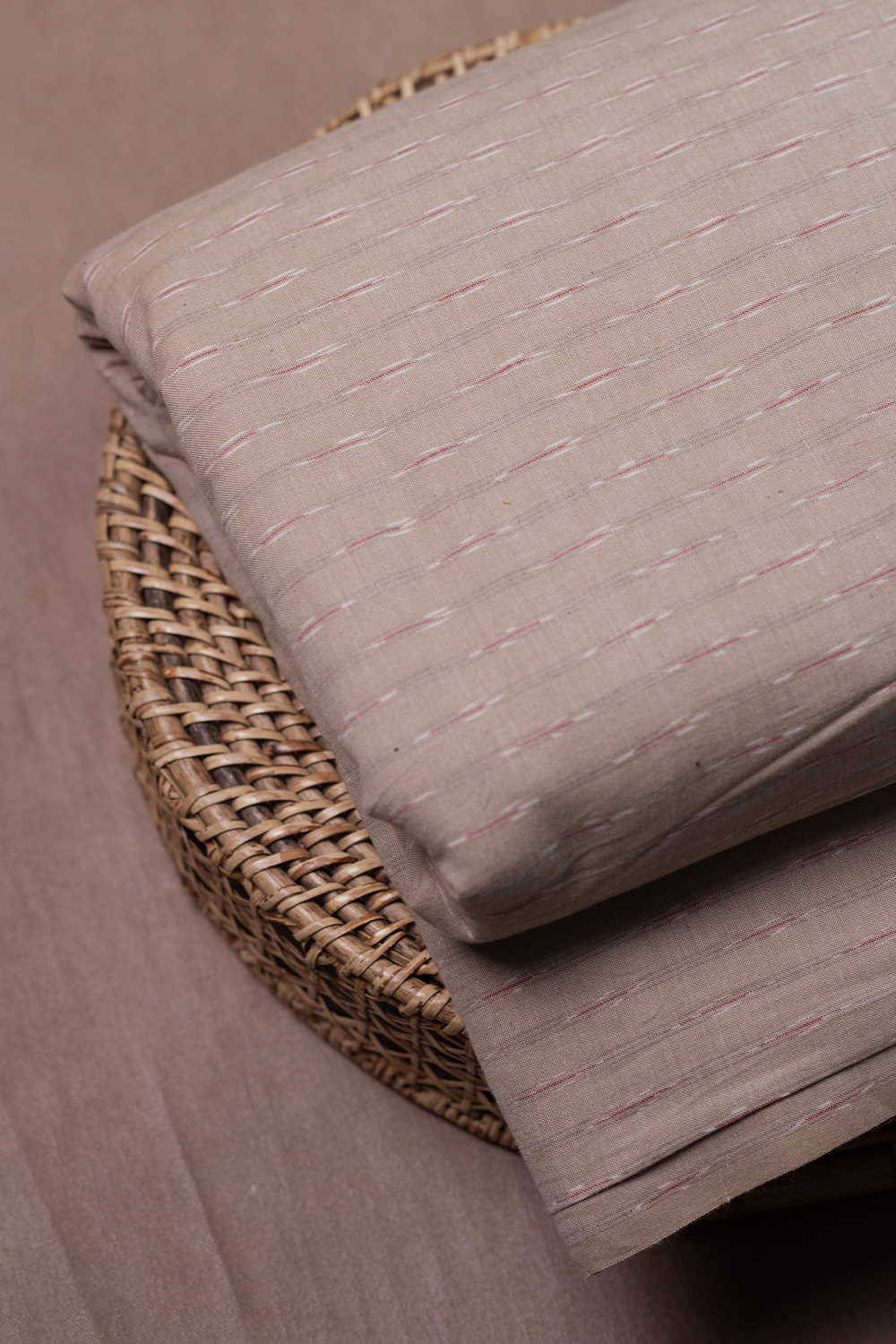 Cream Beige Ikat Cotton Fabric - 1.15m