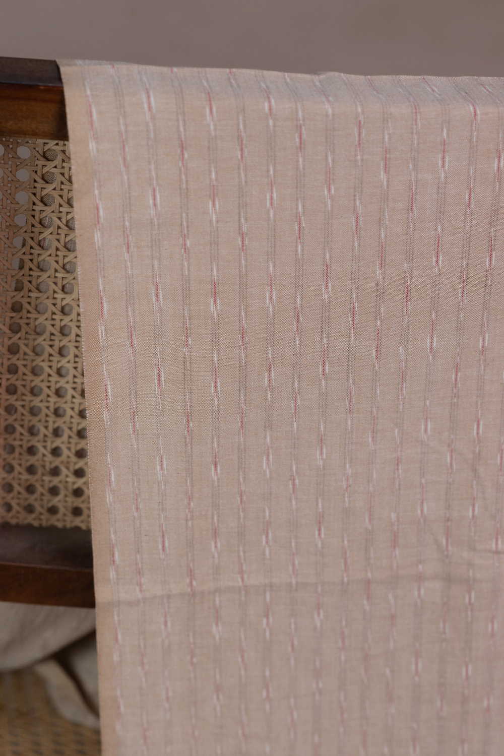 Cream Beige Ikat Cotton Fabric - 1.15m - Image 2