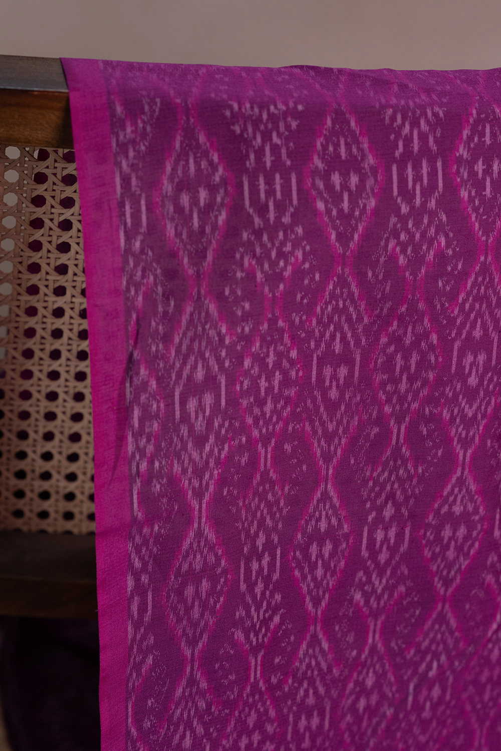 Patterned on Pink Ikat Silk Cotton Fabric - 1.3m - Image 2