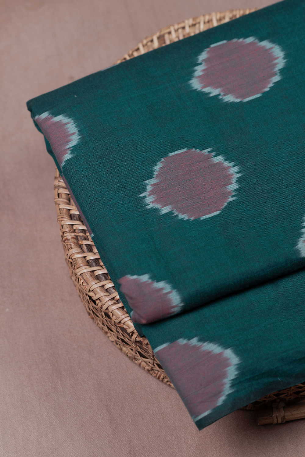 Polka Dot - Green Ikat Cotton Fabric - 0.5m